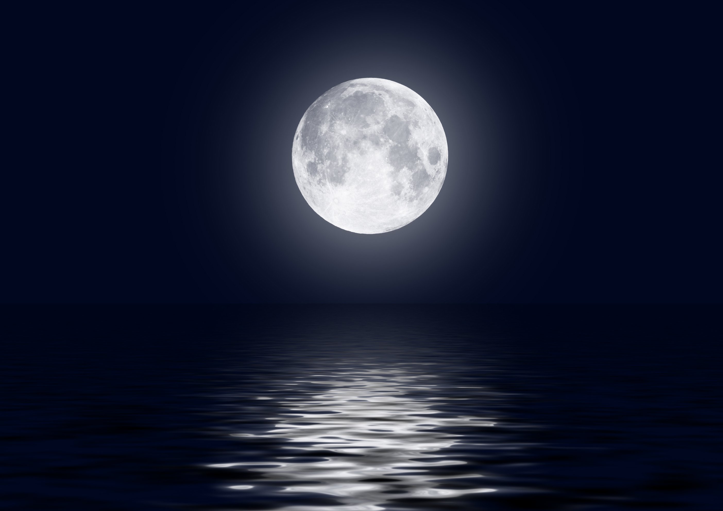 Full moon image with water